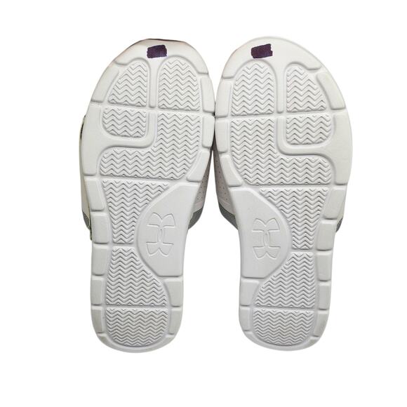 Under Armour Slides Mens 12 Sandals White Black Silver Metallic Ignite Comfort - Picture 13 of 13